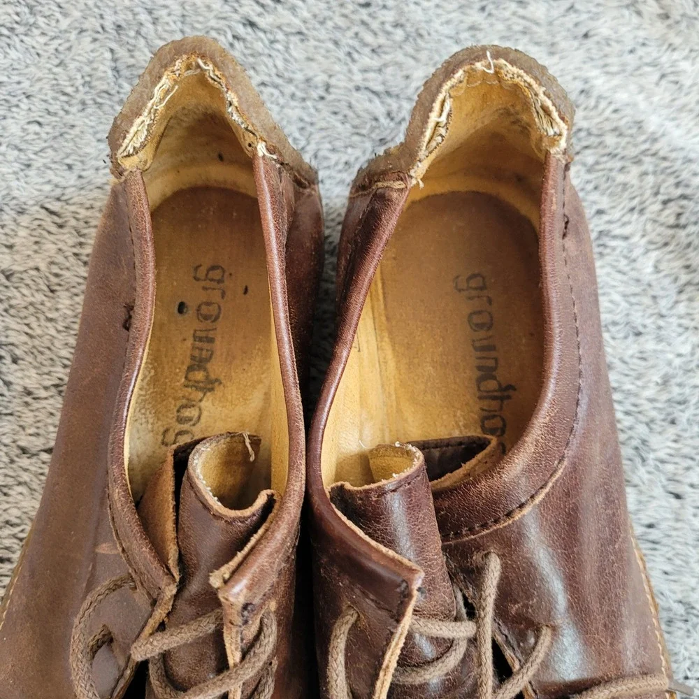 Groundhog Women Lace Up Shoes 8 Soft Leather Brown Comfort Crepe Sole 21461